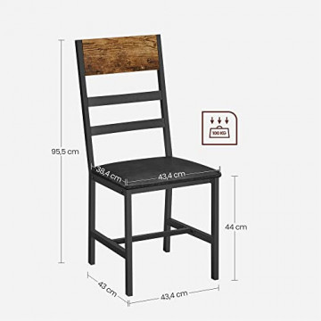 Set 2 scaune dining, PAL melaminat / metal, maro / negru, Vasagle - Img 2
