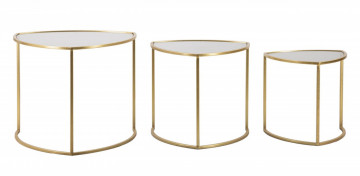 Set 3 masute auxiliare aurii din metal, 60 - 50 - 40 cm, Triangle Mauro Ferretti