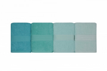 Set 4 prosoape de baie, Hobby, 50x90 cm, 100% bumbac, albastru/turcoaz/bleu - Img 7
