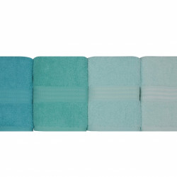 Set 4 prosoape de baie, Hobby, 50x90 cm, 100% bumbac, albastru/turcoaz/bleu - Img 4