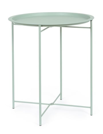 Set 8 masute pentru gradina cu blat detasabil, metal, verde menta, Ø 46x52 cm, Wissant Yes - Img 1