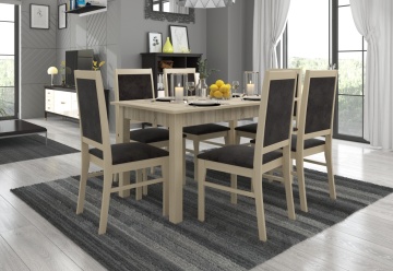 Set de masa extensibila si 6 scaune tapitate, RODOS 25, ADRK Furniture