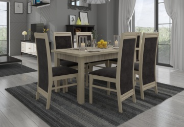 Set de masa extensibila si 6 scaune tapitate, RODOS 7, ADRK Furniture