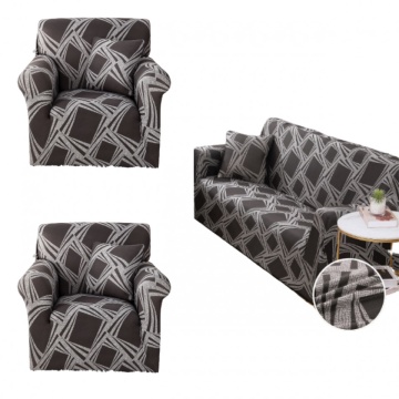 Set huse elastice, canapea 3 locuri + 2 fotolii, cu brate, cenusiu, SHEJ-47 – fotografie de prezentare a produsului