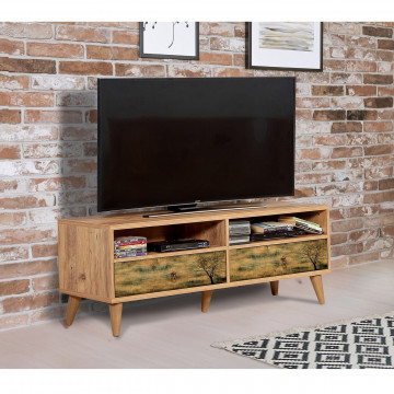 Set mobilier living 2 piese, comoda si comoda TV, Motto 2-729, Vella, atlantic pine - Img 2