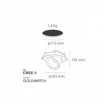 Spot incastrat LED COB Periscope, alb, Max 40W, lumina neutra, Kelektron – prezentare de produs din alt cadru