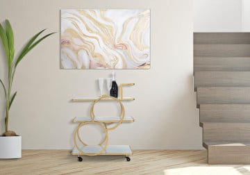 Tablou alb / auriu din lemn de pin si panza, 90 x 2,7 x 60 cm, Sofly Mauro Ferreti - Img 5