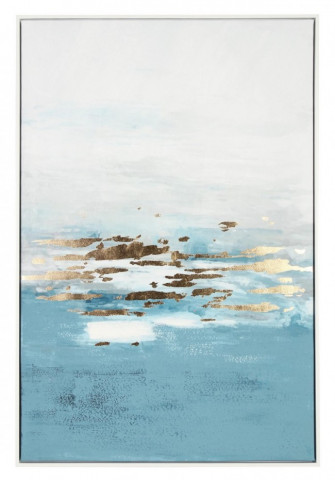 Tablou decorativ albastru/alb din MDF si panza, 82,6x4,3x122,6 cm, Bold Sea Bizzotto - Img 1
