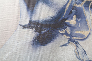 Tablou decorativ albastru din lemn de brad si panza, 80 x 3,8 x 120 cm, Face Mauro Ferreti - Img 4