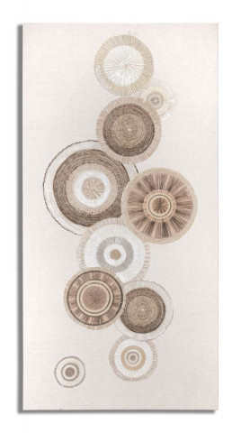Tablou decorativ maro din lemn de Pin si panza, 50x3,2x100 cm, Circly-B Mauro Ferretti - Img 1