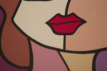 Tablou decorativ multicolor din lemn de Pin si panza, 60x3x90 cm, Faces-B Mauro Ferretti - Img 4