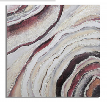 Tablou decorativ multicolor din lemn de Pin si panza, 80x2,8x80 cm, Redy Mauro Ferretti - Img 1