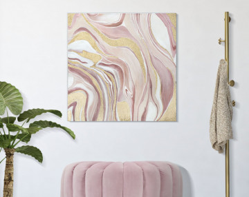 Tablou decorativ multicolor din lemn de Pin si panza, 80x2,8x80 cm, Pinky Mauro Ferretti - Img 5