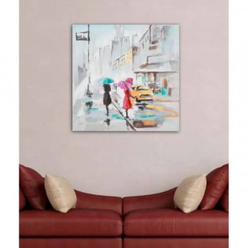 Tablou multicolor din lemn de brad si panza, 100 x 3 x 100 cm, Rain Paris Mauro Ferreti - Img 5