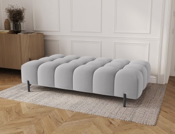 Taburet Tapitat cu Picioare Ferivo, 140x70x40cm, gri plush – Royal 18 - Img 3
