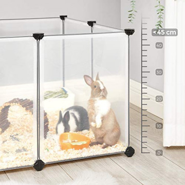 Tarc interior pentru animale de companie, 143 x 73 x 91 cm, metal / polipropilena, transparent, Songmics - Img 7