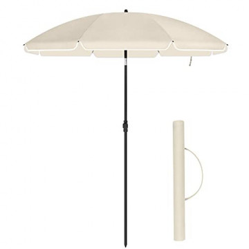 Umbrela de gradina crem din poliester si metal, ∅ 200 cm, Vasagle - Img 1