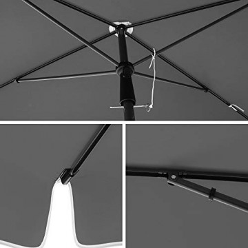 Umbrela de gradina gri antracit din poliester si metal, 200x125 cm, Vasagle - Img 7