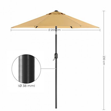 Umbrela de gradina gri taupe din poliester, ∅ 200 cm, Vasagle - Img 6