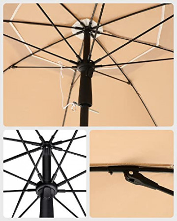 Umbrela de gradina gri taupe din poliester si metal, ∅ 160 cm, Vasagle - Img 6
