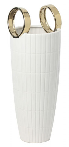 Vaza alba / aurie din ceramica, Ø 18 cm, Shopping B Mauro Ferreti