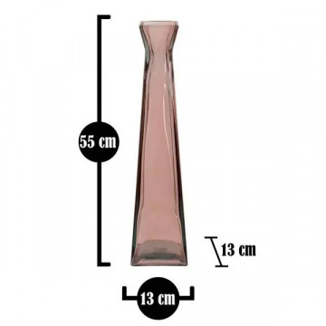 Vaza decorativa roz din sticla reciclata, 13 x 13 x 55 cm, Piramide Mauro Ferreti - Img 5