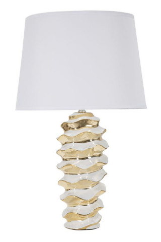 Veioza aurie/alba din ceramica, Soclu E27 Max 40W, ∅ 33 cm, Space Mauro Ferretti