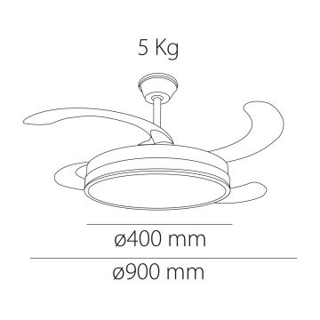 Ventilator de tavan LED Brezza, 4 pale, Ø90 cm, 48W, Alb, Kelektron - Img 6