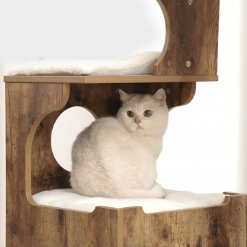 Ansamblu pentru pisici, 66 x 40 x 86 cm, plush / sisal, maro rustic, Feandrea - Img 5