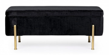 Bancheta cu spatiu pentru depozitare negru/auriu din catifea si metal, 110 cm, Irina Bizzotto - Img 3