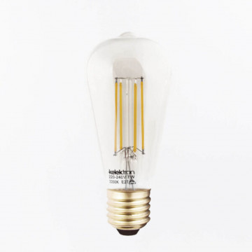 Bec LED E27 Deco ST64, transparent, lumina calda, Kelektron - Img 1