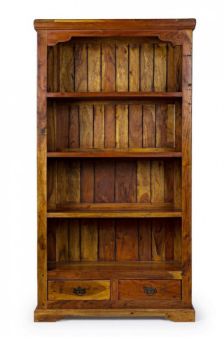 Biblioteca living maro rustic din lemn masiv de Acacia, 100 cm, Chateaux Bizzotto - Img 3