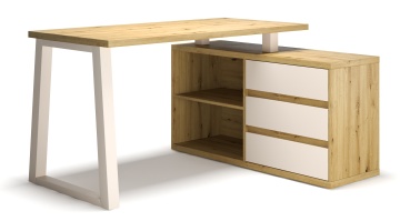 Birou de colț IWO II – 135x115x75.2 cm – Stejar Artisan / Cașmir