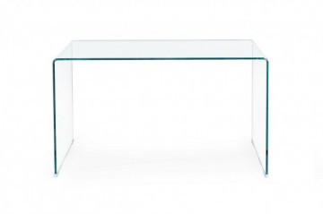 Birou de studiu transparent din sticla temperata, 126 cm, Suami Bizzotto - Img 3