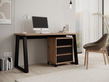 Birou IWO I – 135x65x75.2 cm – Stejar Artisan / Negru – imagine suplimentară a produsului