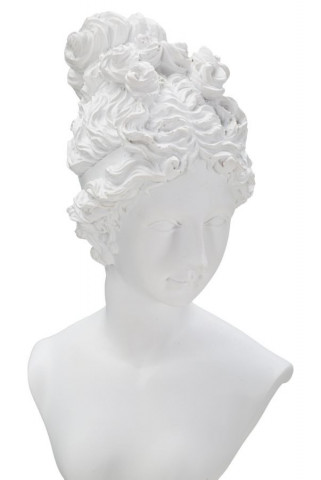 Bust decorativ alb din polirasina, 11x10,5x35,5 cm, Roman Woman Mauro Ferretti - Img 3