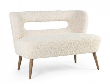 Canapea alba din lana si lemn de Pin cu 2 locuri, 115 cm, Cortina Bizzotto - Img 1