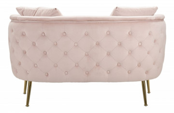 Canapea cu 2 locuri, roz, din stofa si metal, 127 x 74 x 73 cm, Bucarest Mauro Ferreti - Img 7