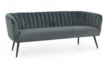 Canapea gri inchis din catifea si lemn cu 3 locuri, 178 cm, Avril Bizzotto - Img 1