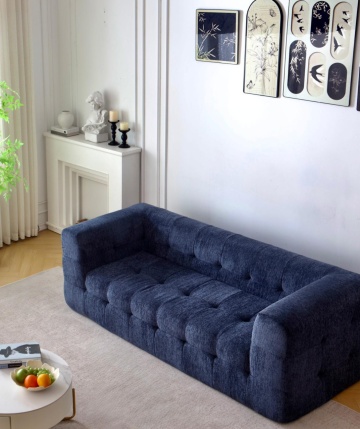 Canapea bleumarin monobloc catifelată