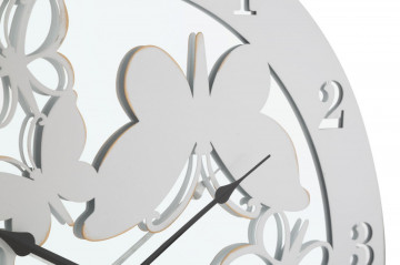 Ceas decorativ alb din metal si sticla, ø 55 cm, Butterfly Mauro Ferreti - Img 3