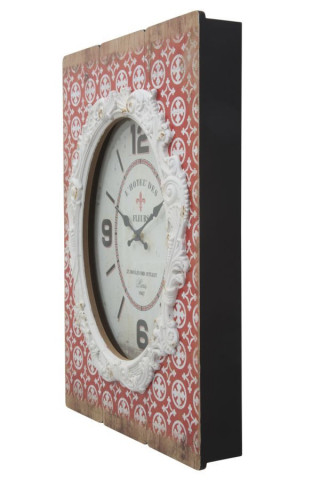 Ceas decorativ alb / rosu din lemn si sticla, 58 x 42 x 7,5 cm, Shiny Mauro Ferreti - Img 2