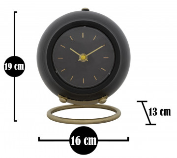 Ceas decorativ de masa negru din metal si plastic, 16x13x19 cm, Ball Mauro Ferretti - Img 5