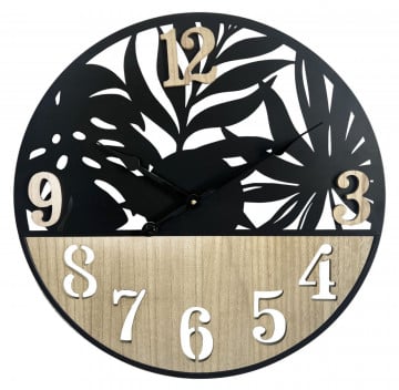 Ceas decorativ negru / bej din metal si MDF, ø 60 cm, Palm Mauro Ferreti - Img 1