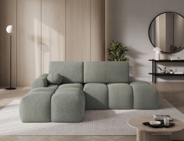 Colțar extensibil ELTAP Vittario 227 x 170 cm | Lada depozitare | Xillar 100 verde salvia | Stânga