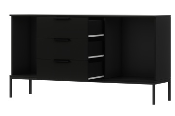 Comodă Meorati 150 Chest of drawer negru, 40x150x80 cm – Negru – imagine alternativă de prezentare