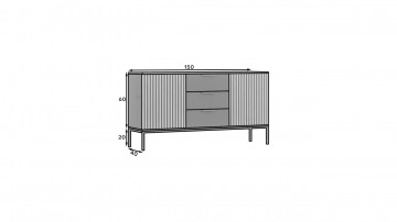 Comodă Meorati 150 Chest of drawer negru, 40x150x80 cm – Negru – cadru vizual suplimentar al produsului