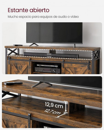 Comoda TV, 147 x 40 x 76 cm, PAL melaminat / metal, maro, Vasagle - Img 4