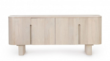 Comoda TV finisaj natural din lemn de Mango si MDF, 140x40x58 cm, Serapis Bizzotto - Img 2