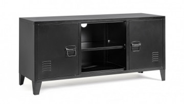 Comoda TV neagra din metal, 120,5x40x58,5 cm, Cambridge Bizzotto - Img 1